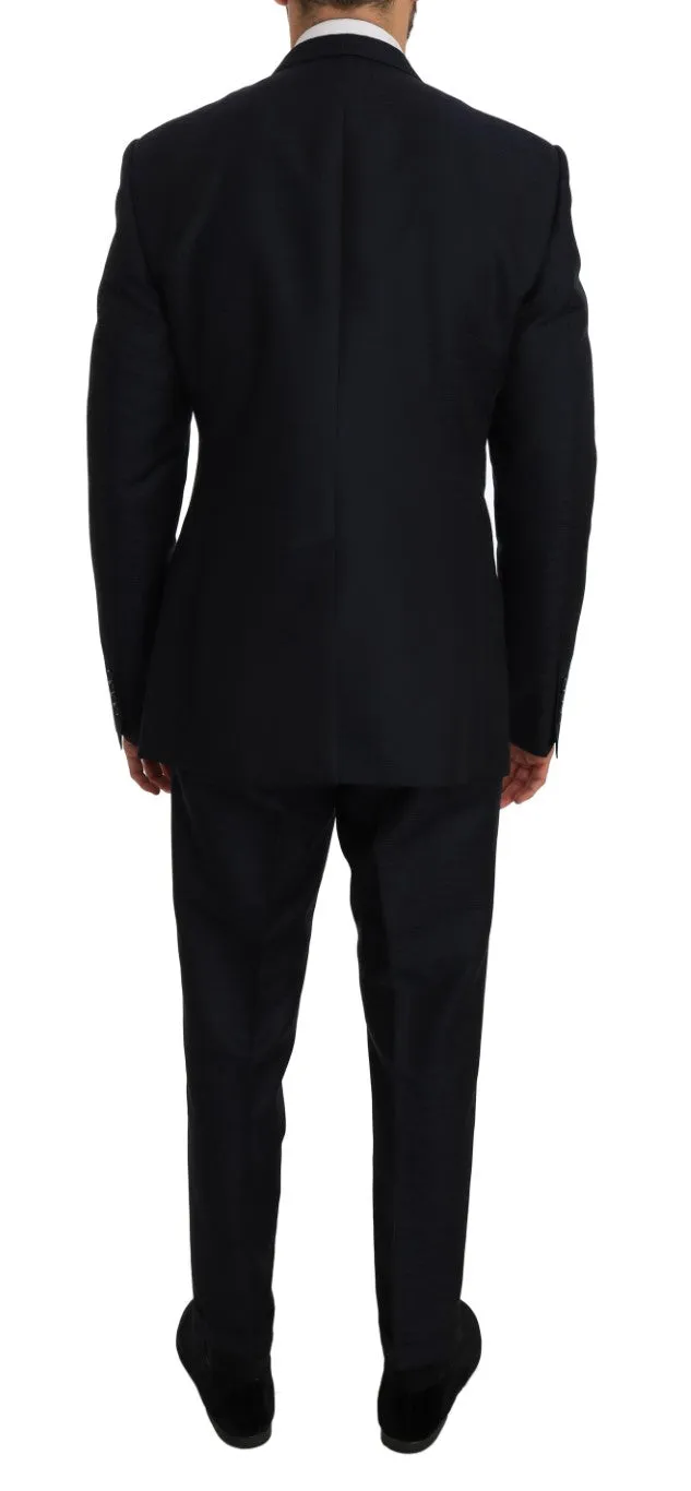 Blue Wool Silk GOLD Slim Fit Blazer Suit