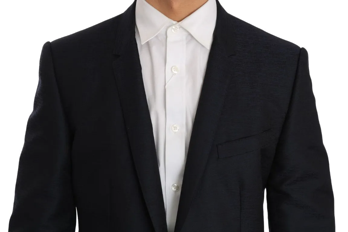 Blue Wool Silk GOLD Slim Fit Blazer Suit