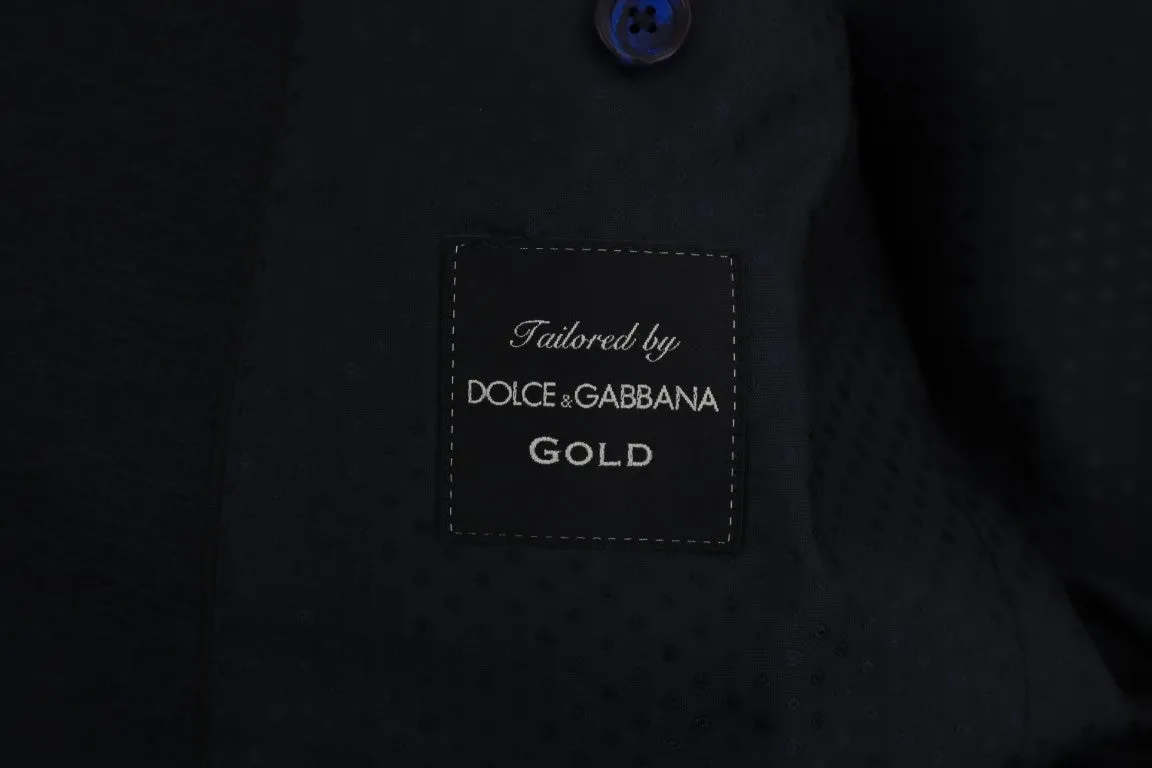 Blue Wool Silk GOLD Slim Fit Blazer Suit