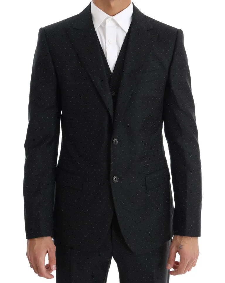Blue Wool Slim Fit Two Button 3 Piece Suit