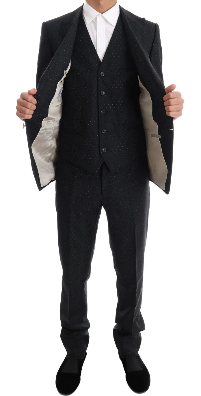 Blue Wool Slim Fit Two Button 3 Piece Suit
