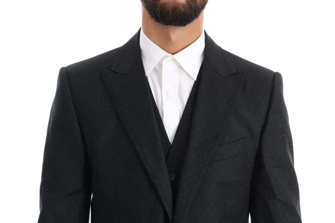 Blue Wool Slim Fit Two Button 3 Piece Suit