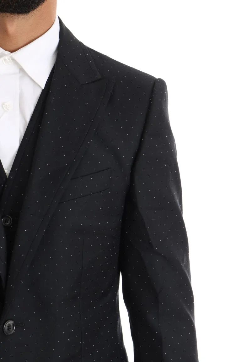 Blue Wool Slim Fit Two Button 3 Piece Suit