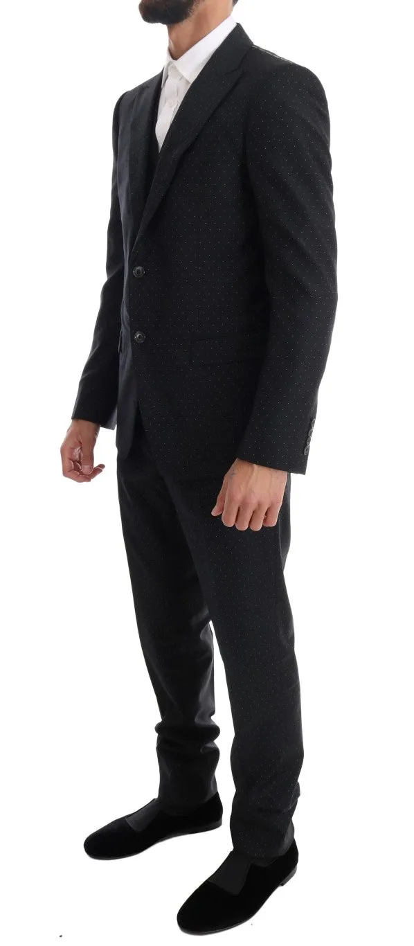 Blue Wool Slim Fit Two Button 3 Piece Suit