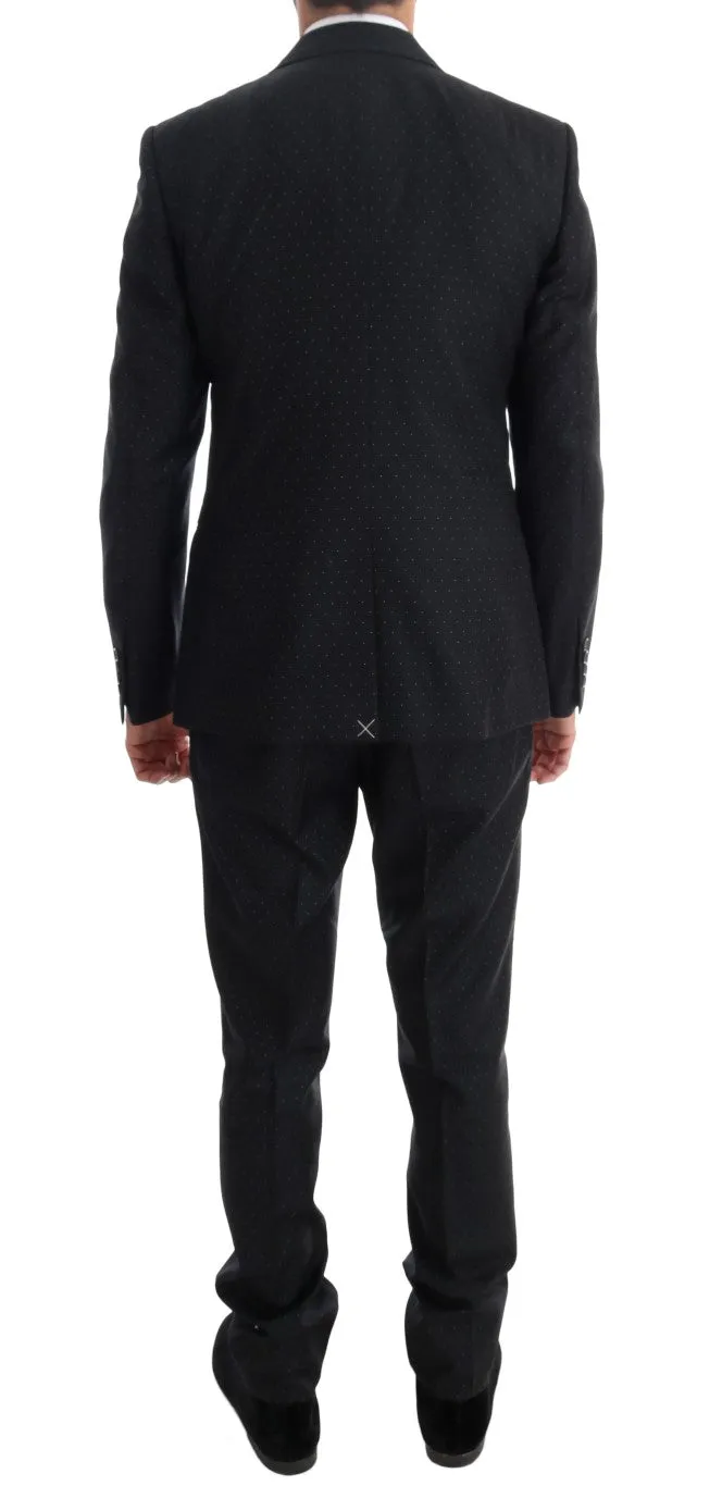 Blue Wool Slim Fit Two Button 3 Piece Suit