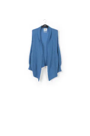 Bright blue shawl collar cardigan