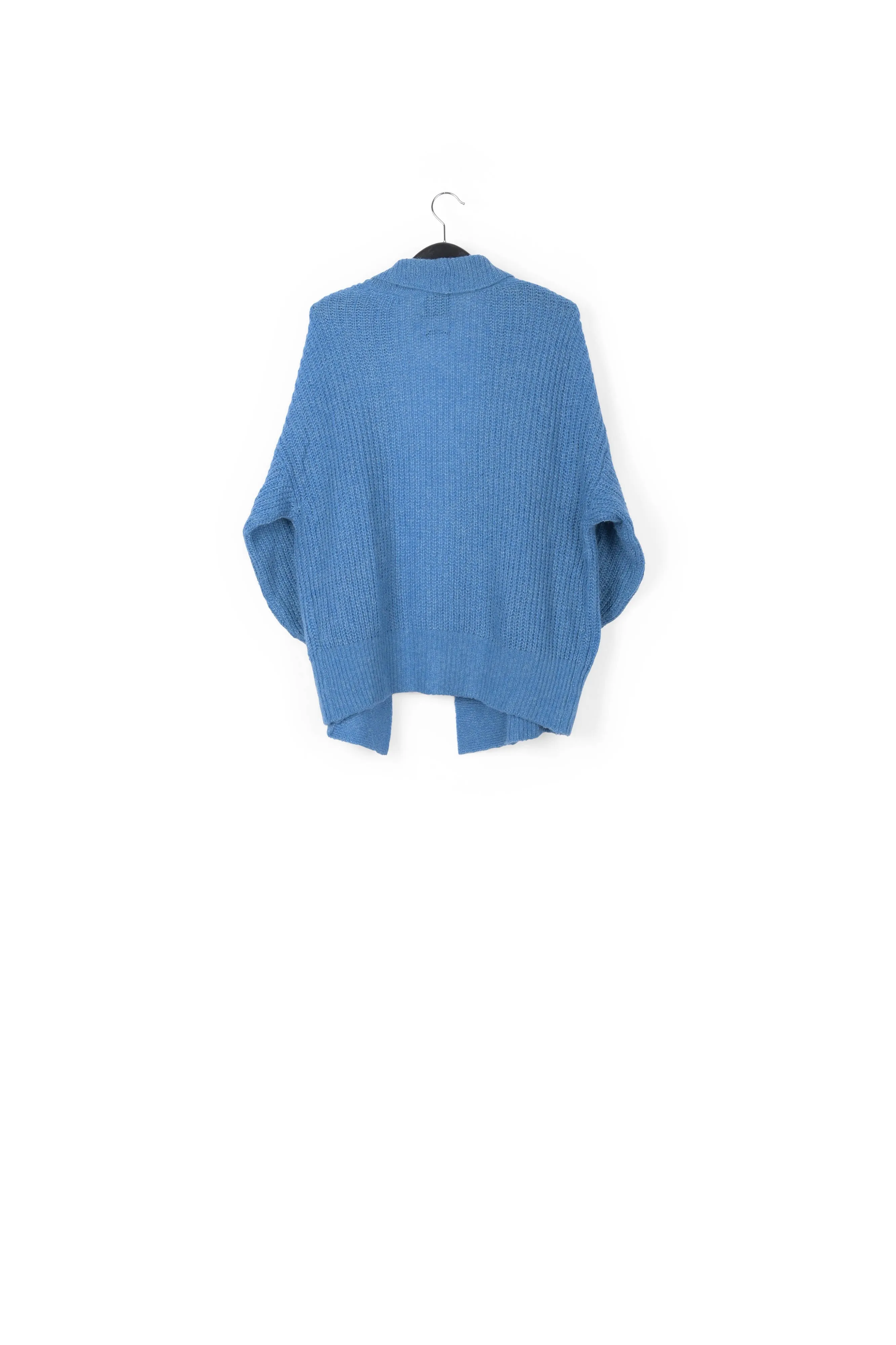 Bright blue shawl collar cardigan