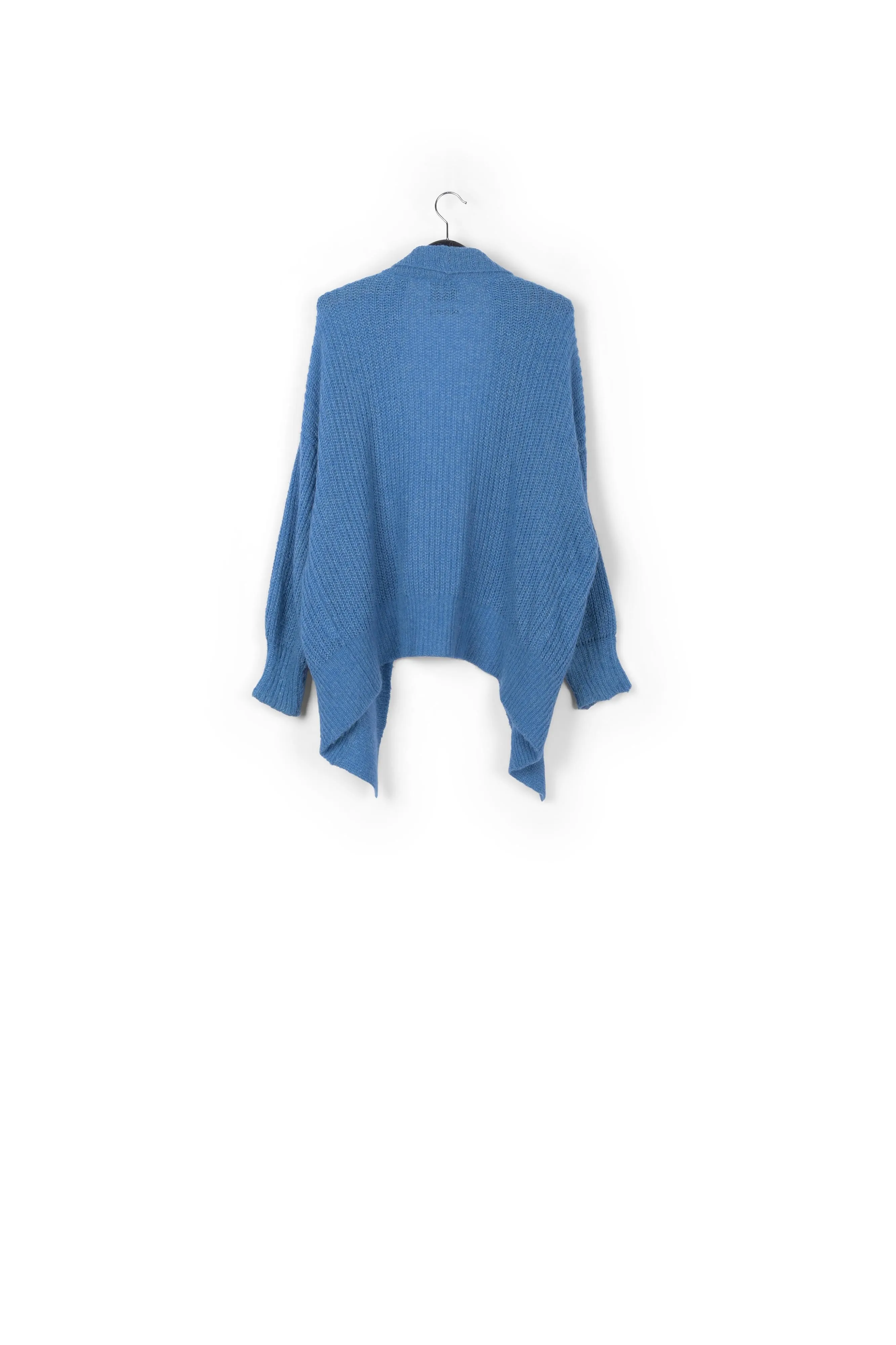 Bright blue shawl collar cardigan