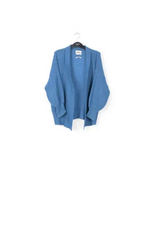 Bright blue shawl collar cardigan