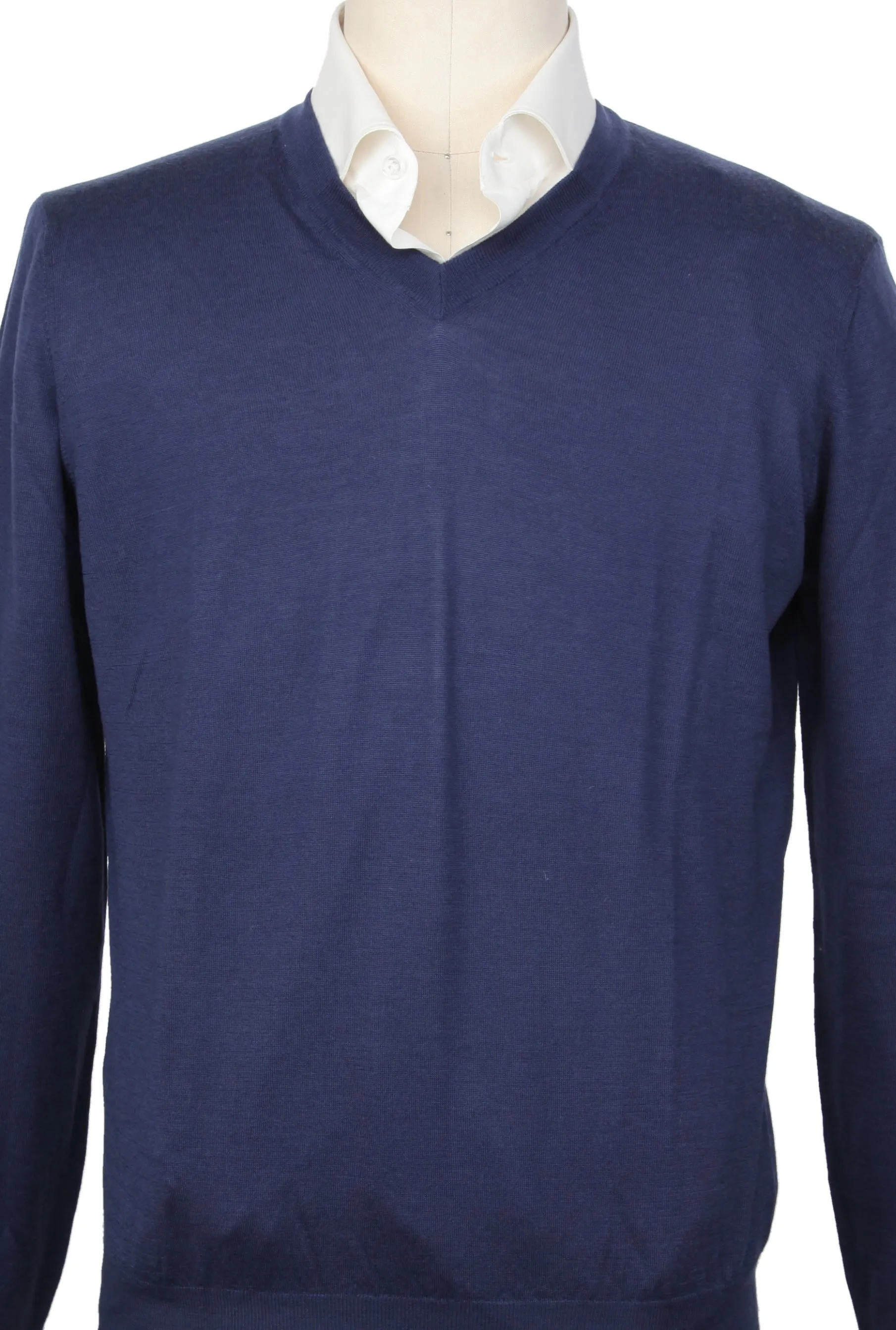 Brunello Cucinelli Navy Blue V-Neck Sweater