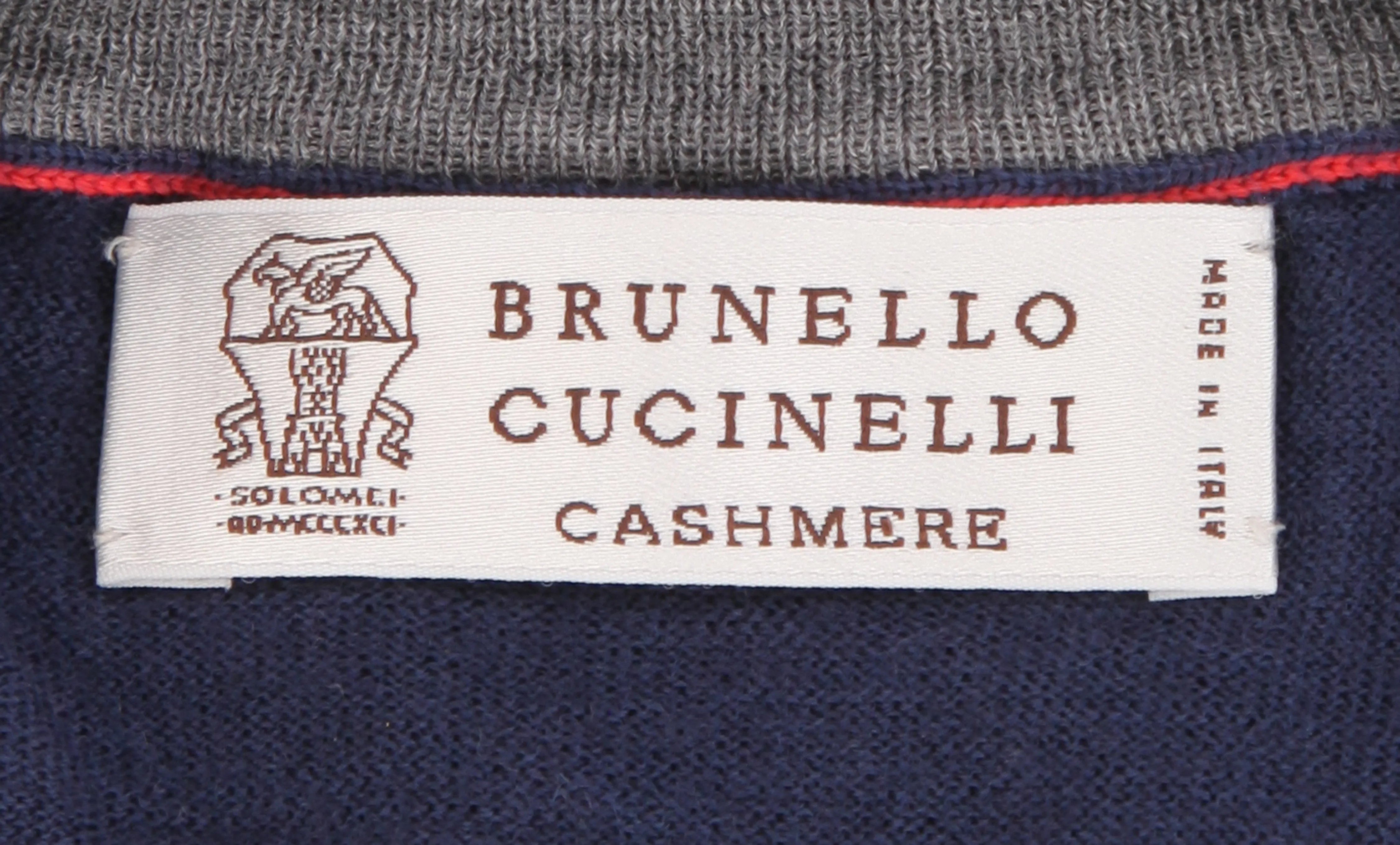 Brunello Cucinelli Navy Blue V-Neck Sweater