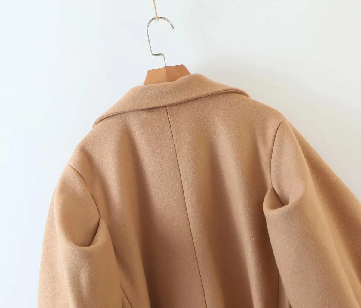 Bubbles Puff Sleeve Single-breasted Lapel Lace-up Coat