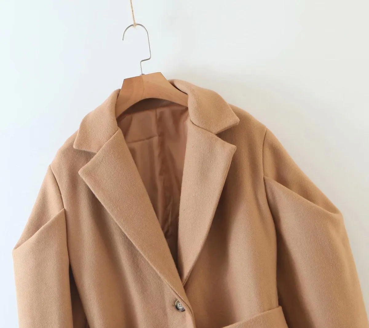Bubbles Puff Sleeve Single-breasted Lapel Lace-up Coat