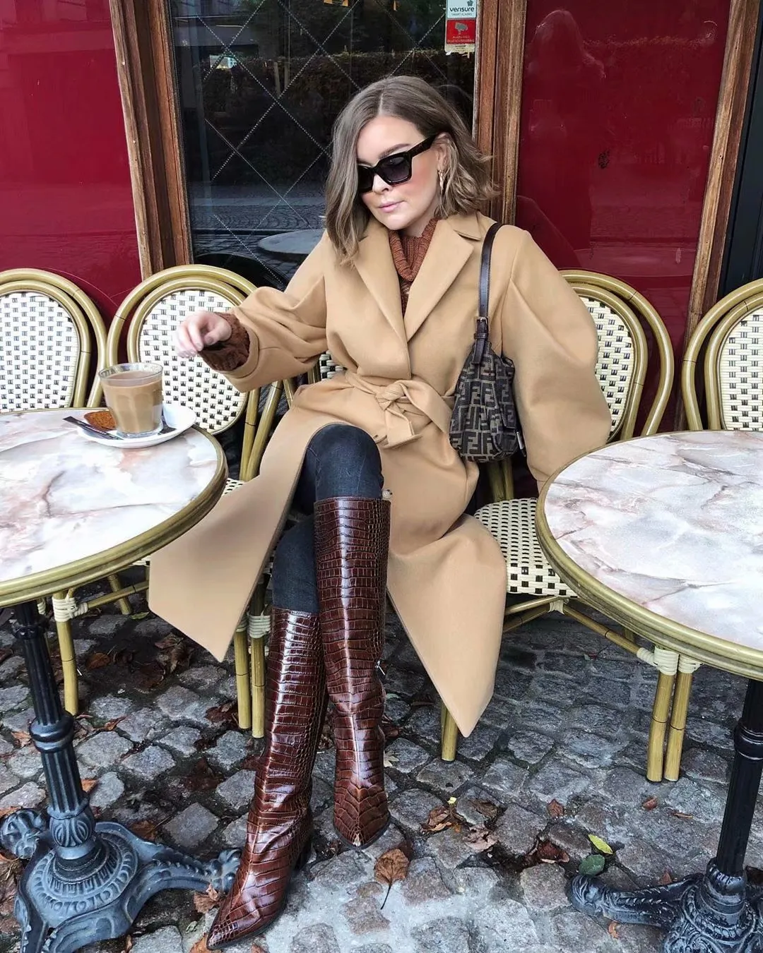 Bubbles Puff Sleeve Single-breasted Lapel Lace-up Coat