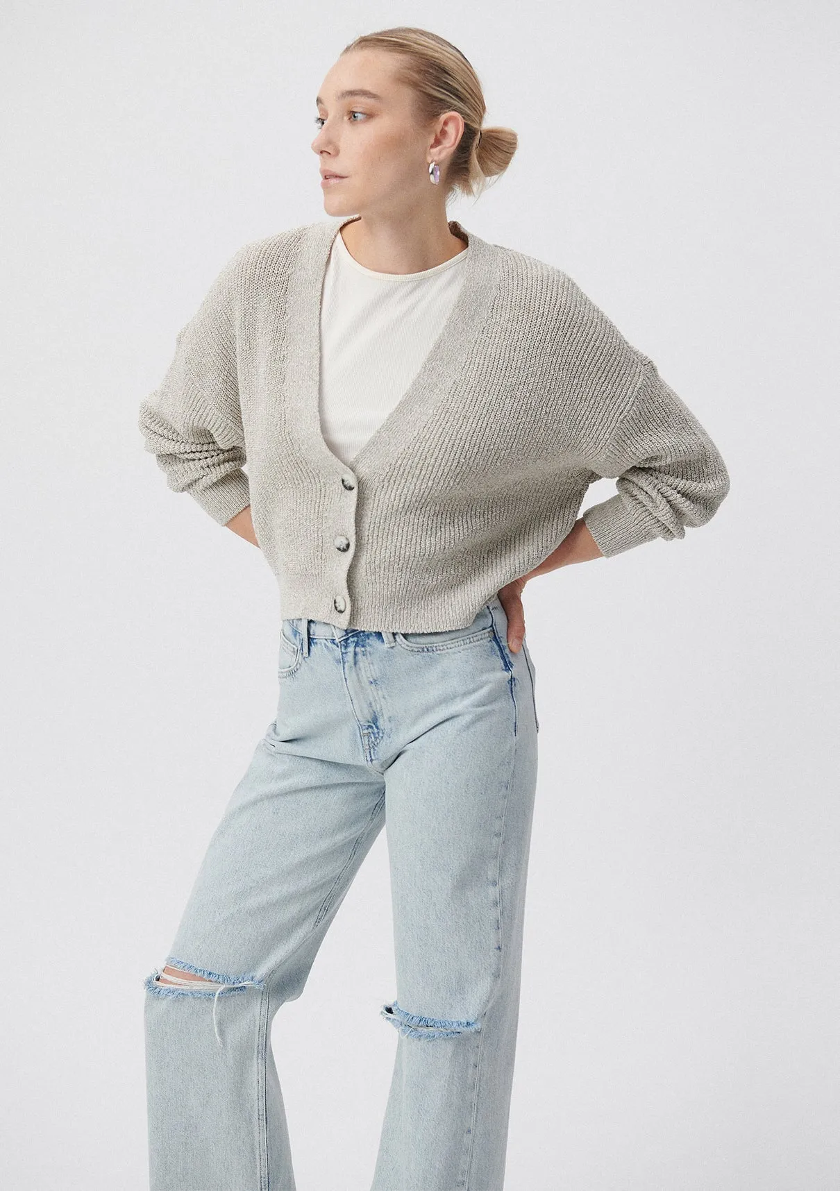 Button Up Beige Cardigan