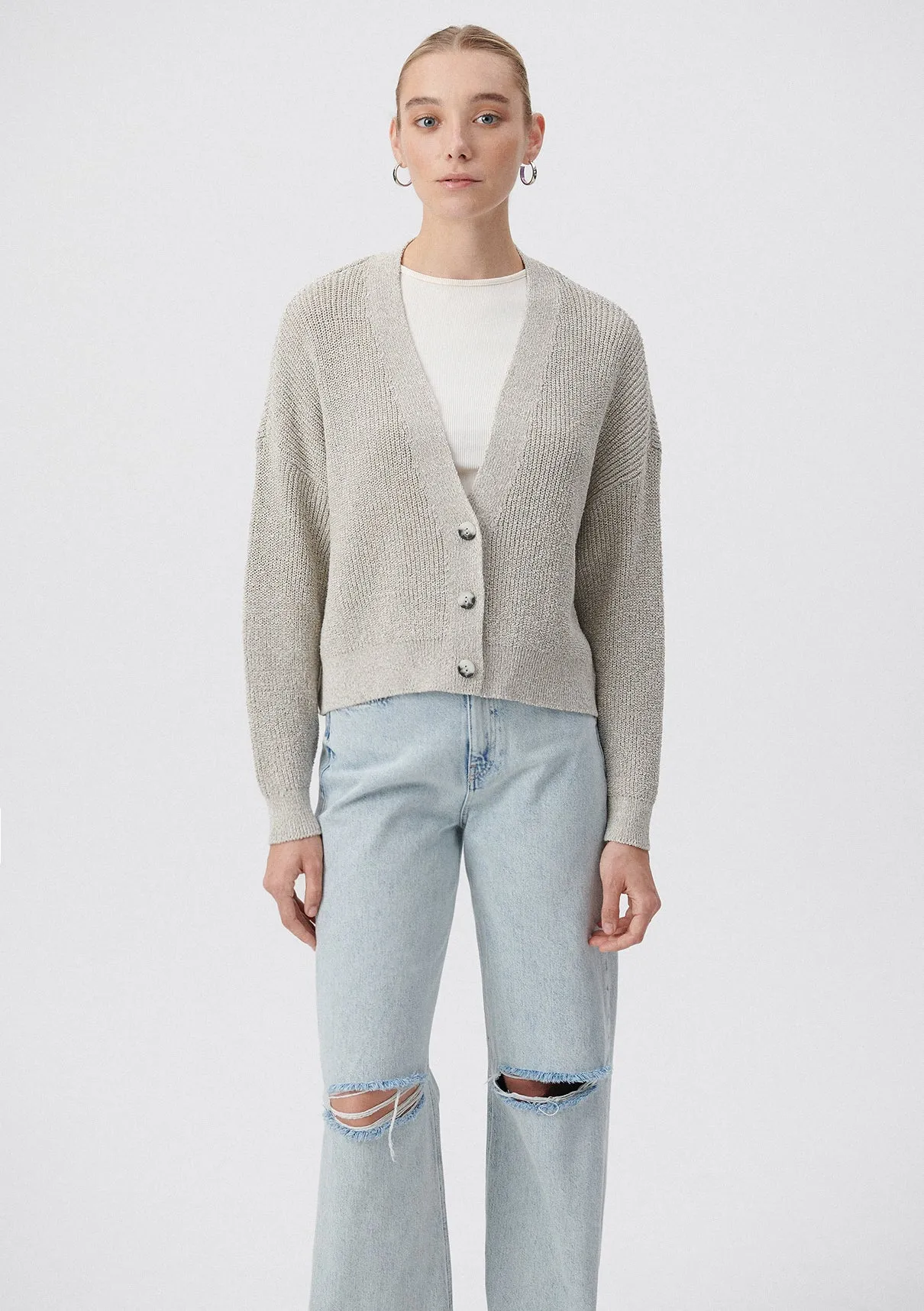 Button Up Beige Cardigan