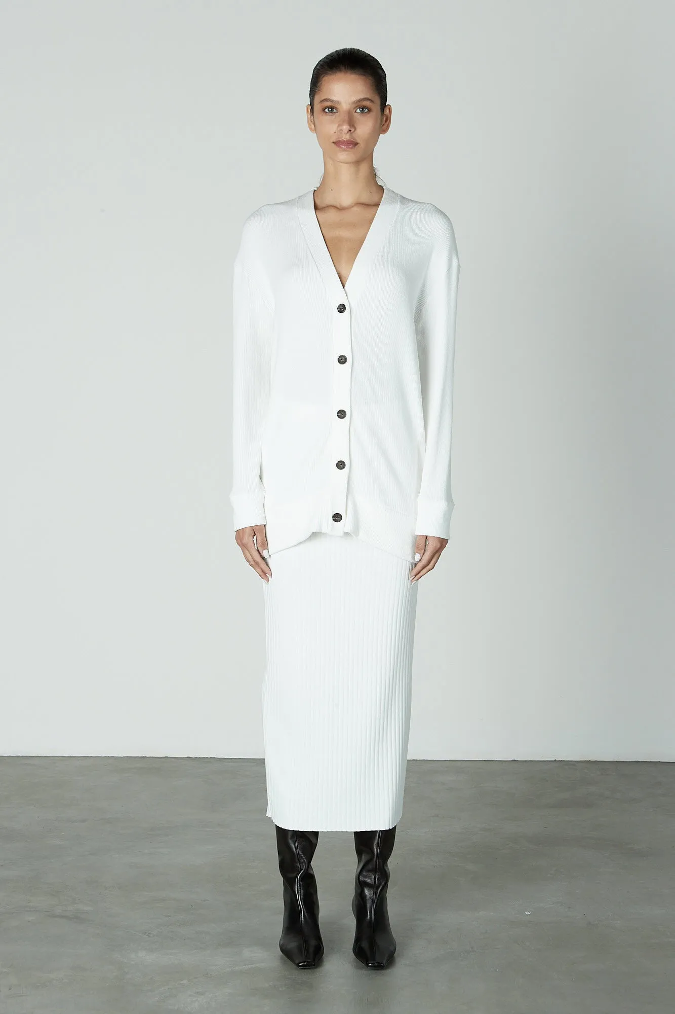 Button Up Cardigan - Winter White