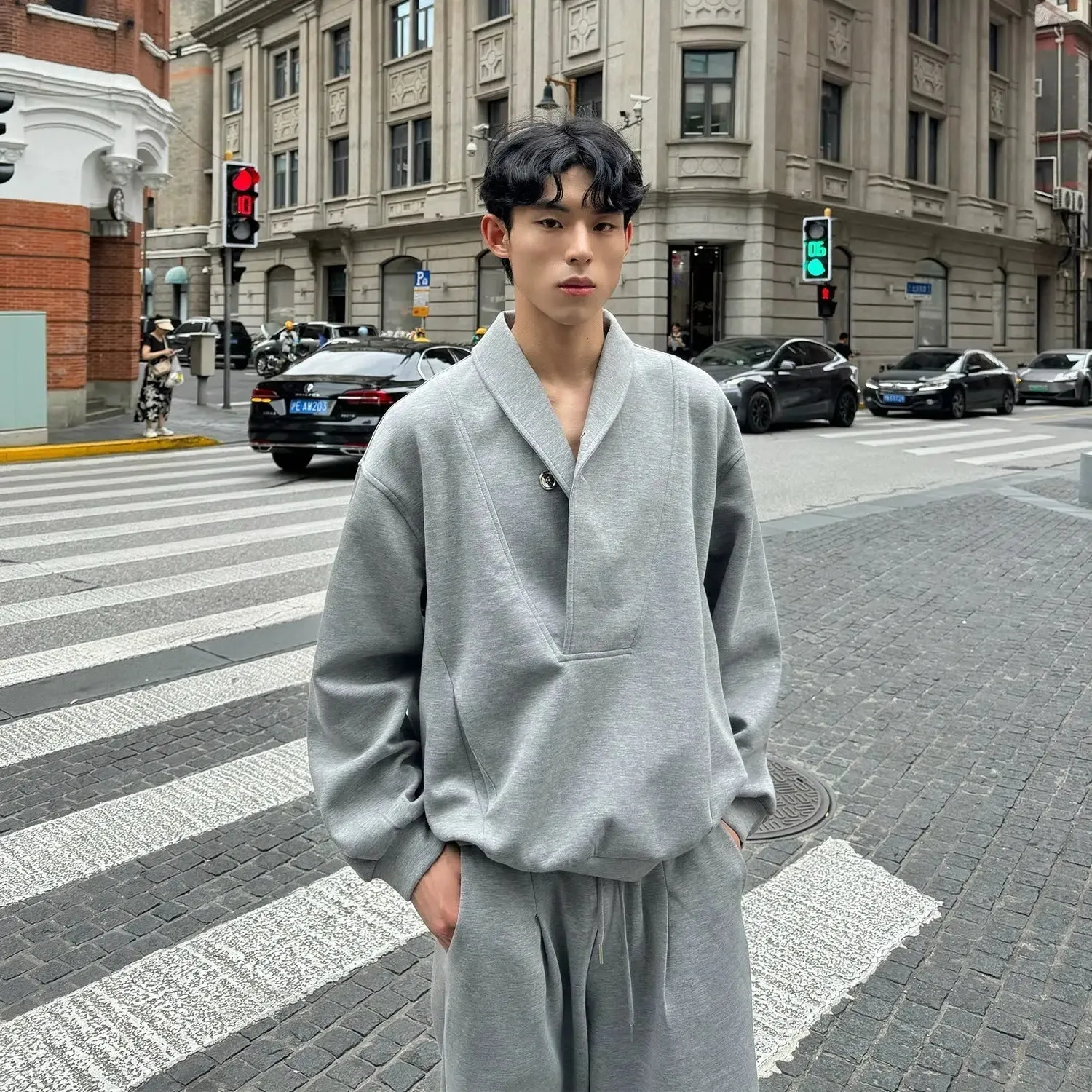 Button V-neck Sweater