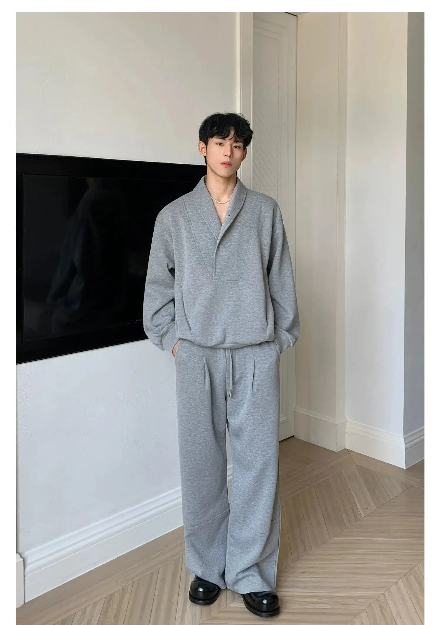 Button V-neck Sweater