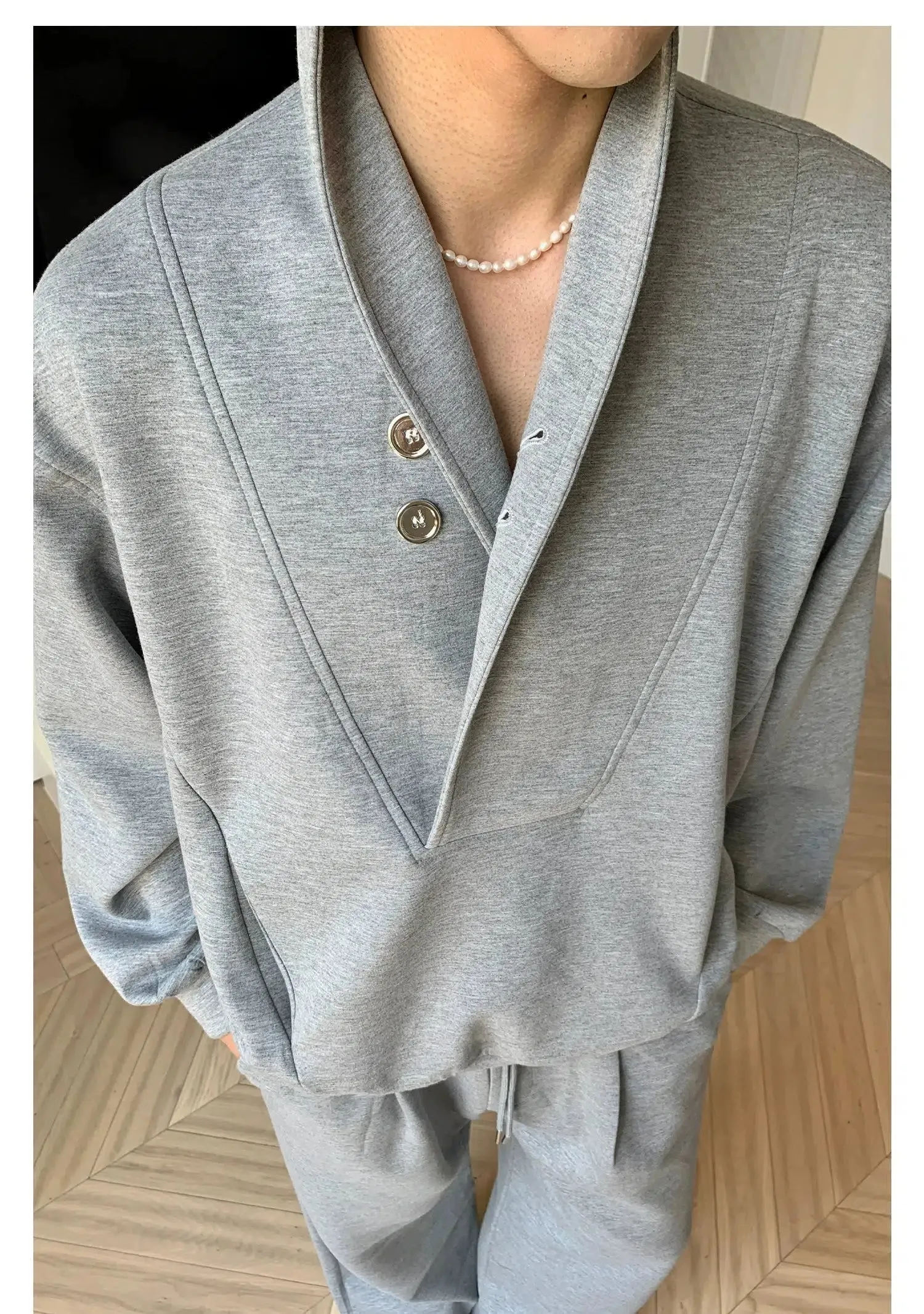 Button V-neck Sweater