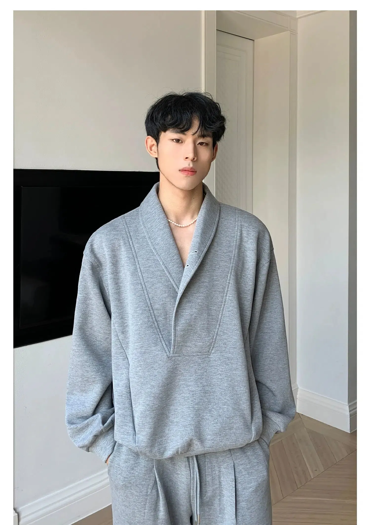 Button V-neck Sweater