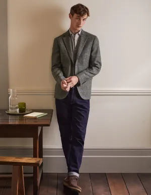 Caldey Blazer aus britischem Tweed-Anthrazit, Grobe Karos