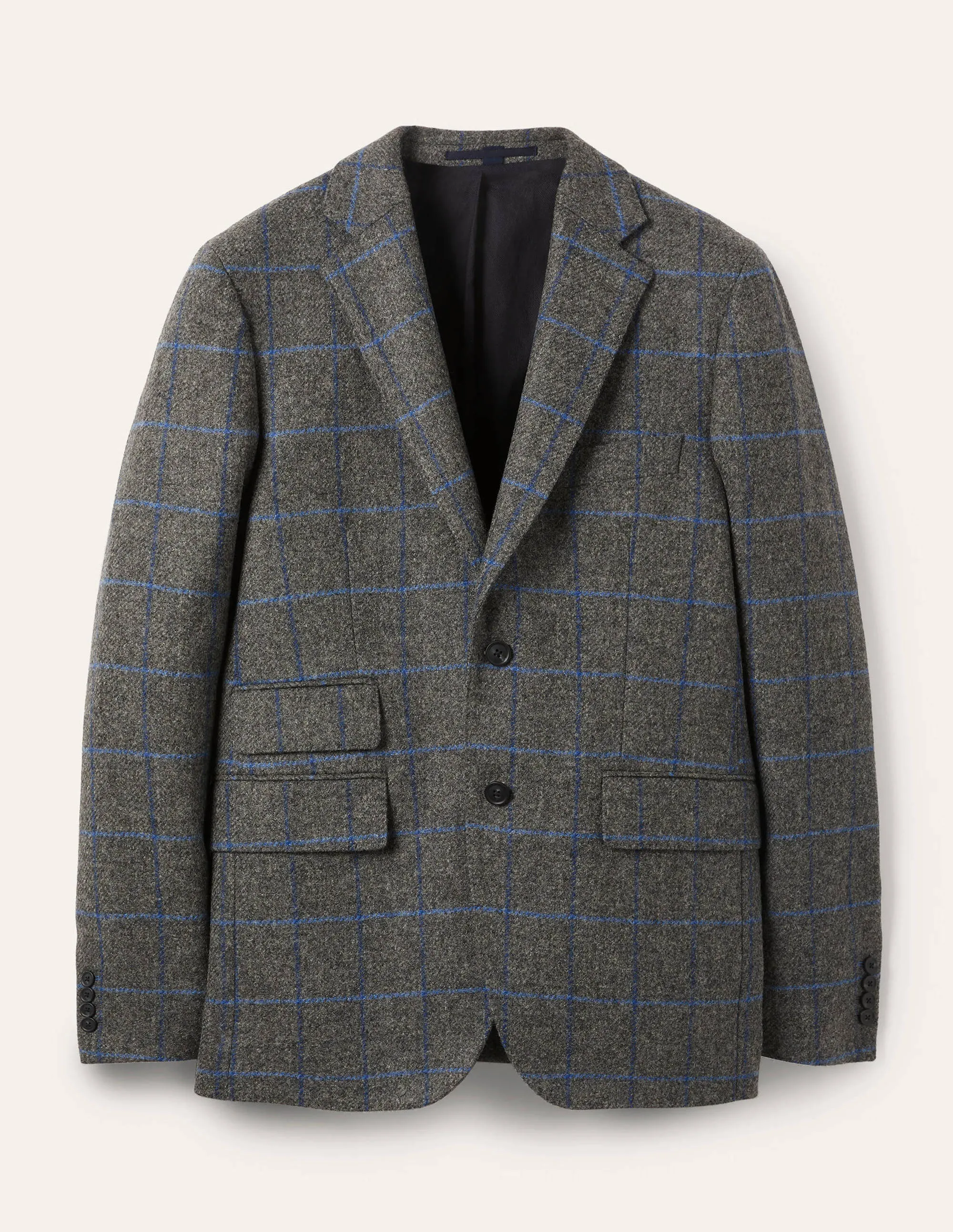 Caldey Blazer aus britischem Tweed-Anthrazit, Grobe Karos