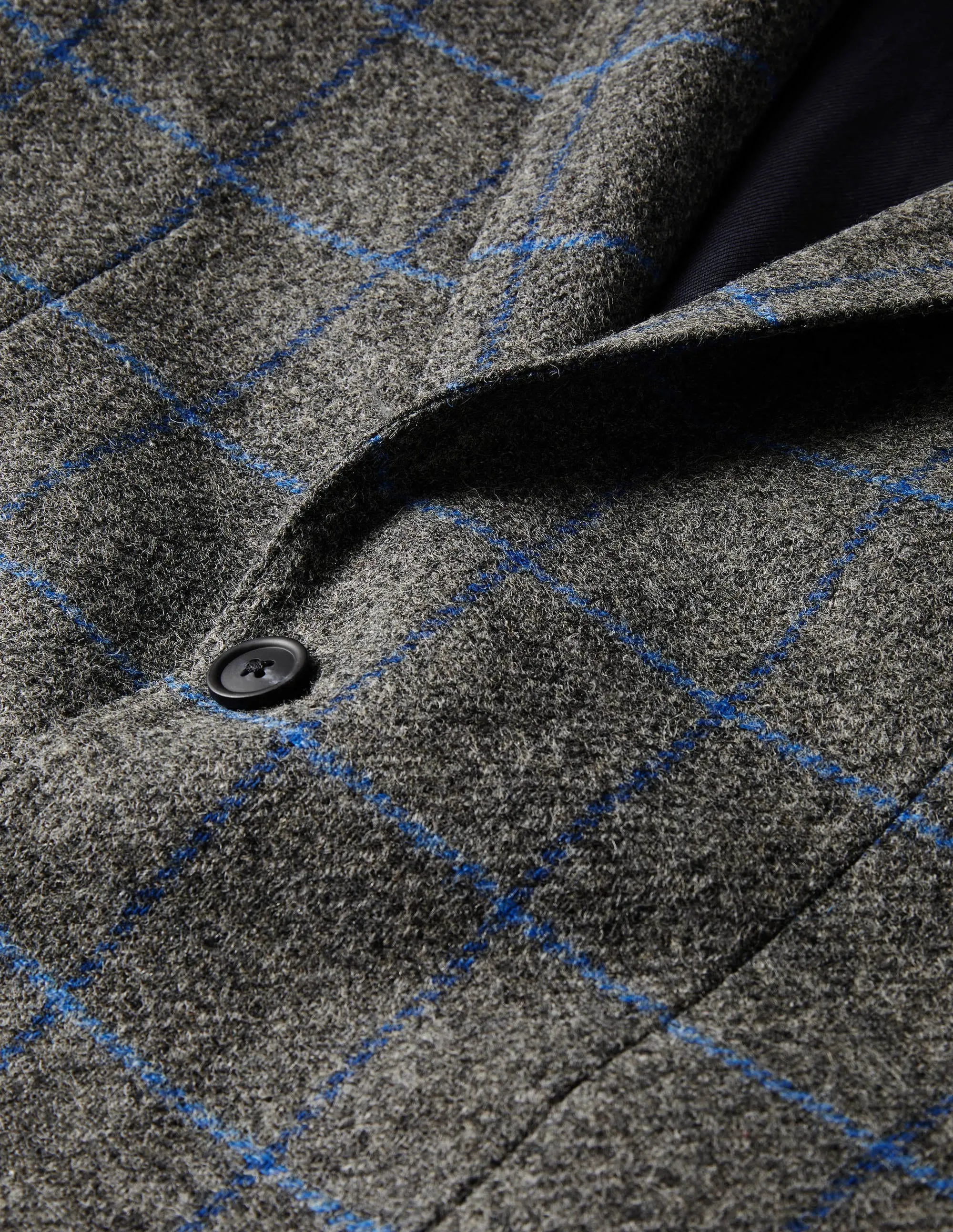 Caldey Blazer aus britischem Tweed-Anthrazit, Grobe Karos