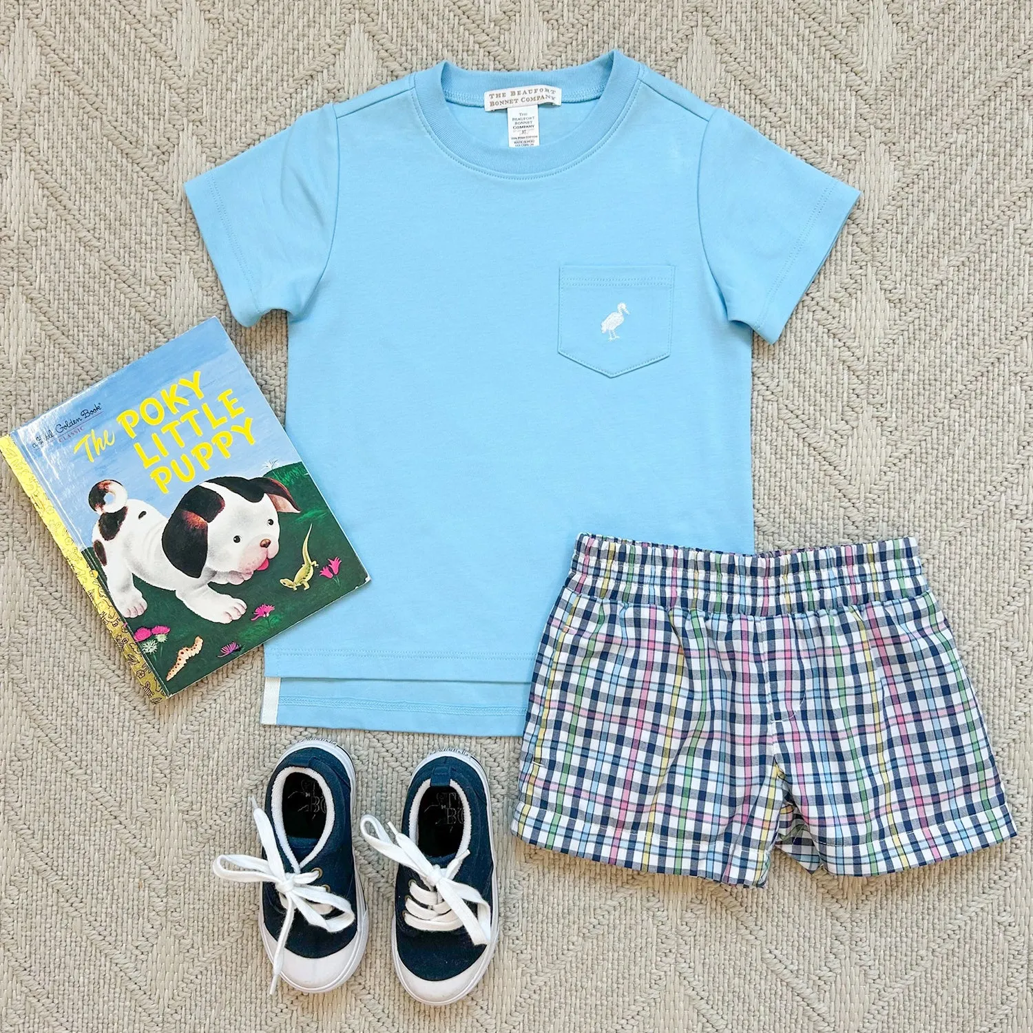 Carter Crewneck - Brookline Blue with Worth Avenue White Stork