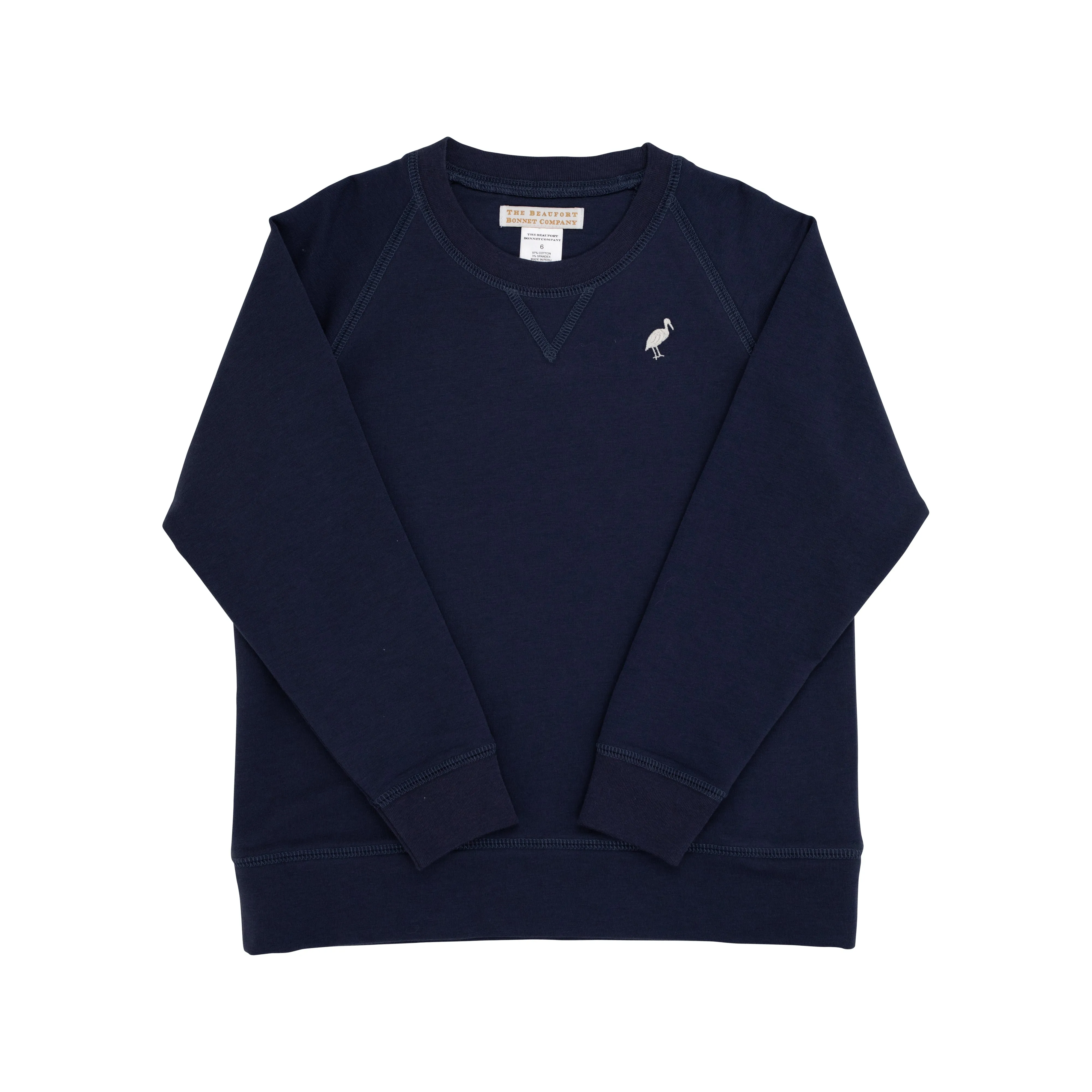 Cassidy Comfy Crewneck (Unisex) - Nantucket Navy with Palmetto Pearl Stork