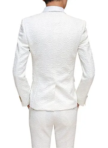 Casual White Skinny 3 Piece Men's Suit