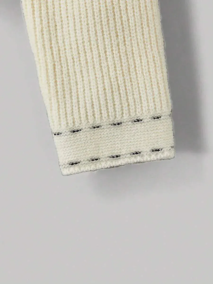 Caterina Knitted Button-Up Cardigan with Pockets in Apricot