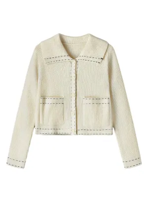 Caterina Knitted Button-Up Cardigan with Pockets in Apricot