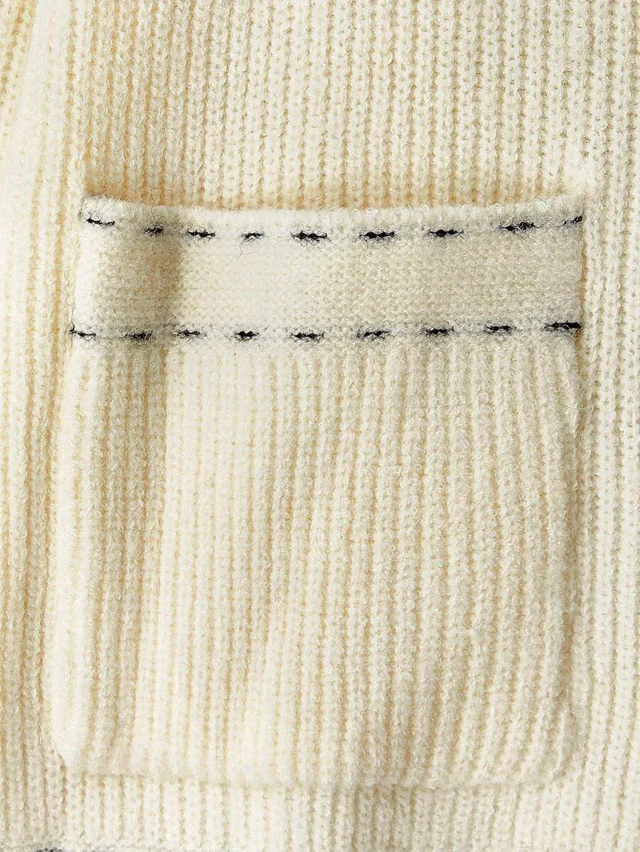 Caterina Knitted Button-Up Cardigan with Pockets in Apricot