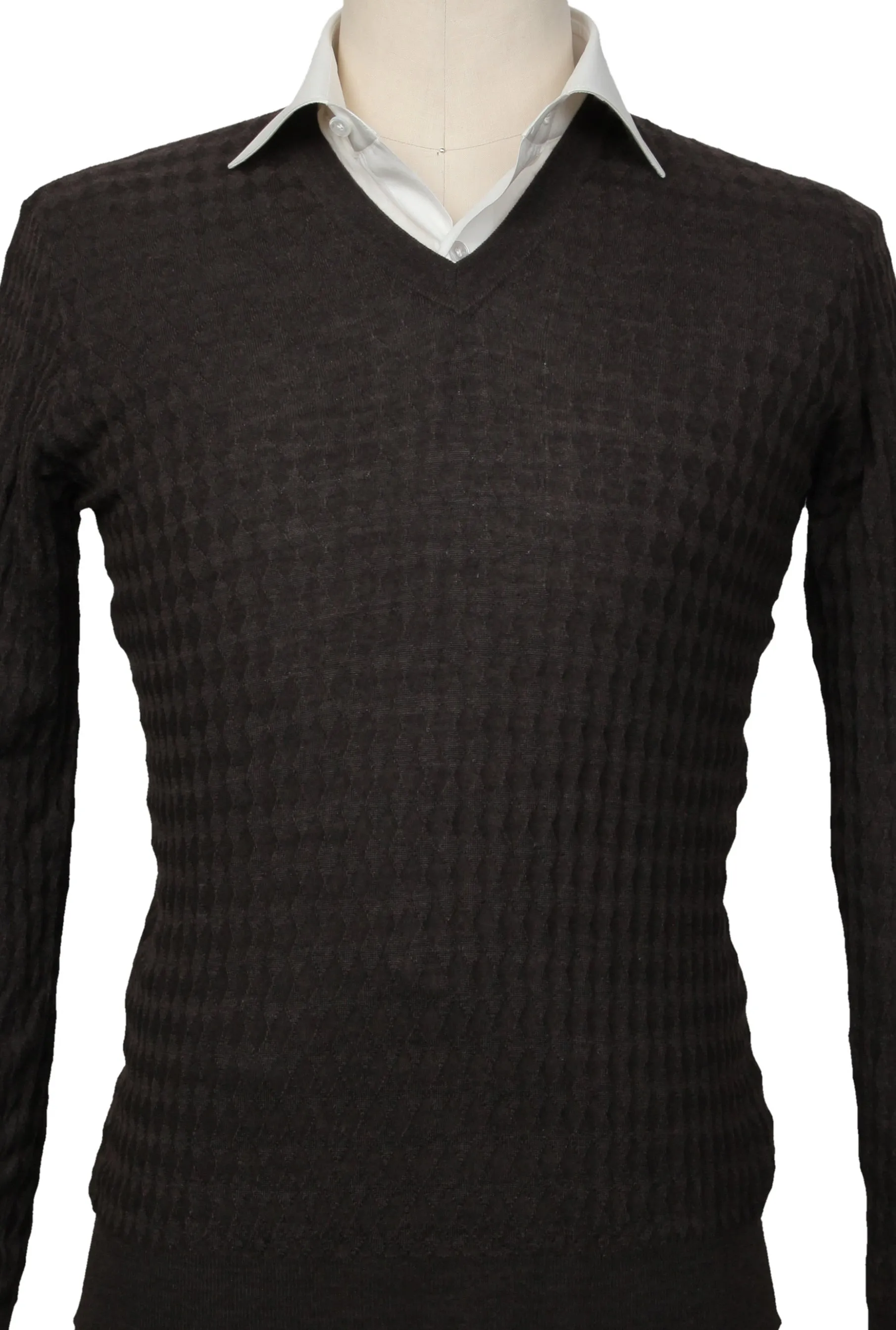 Cesare Attolini Brown V-Neck Sweater