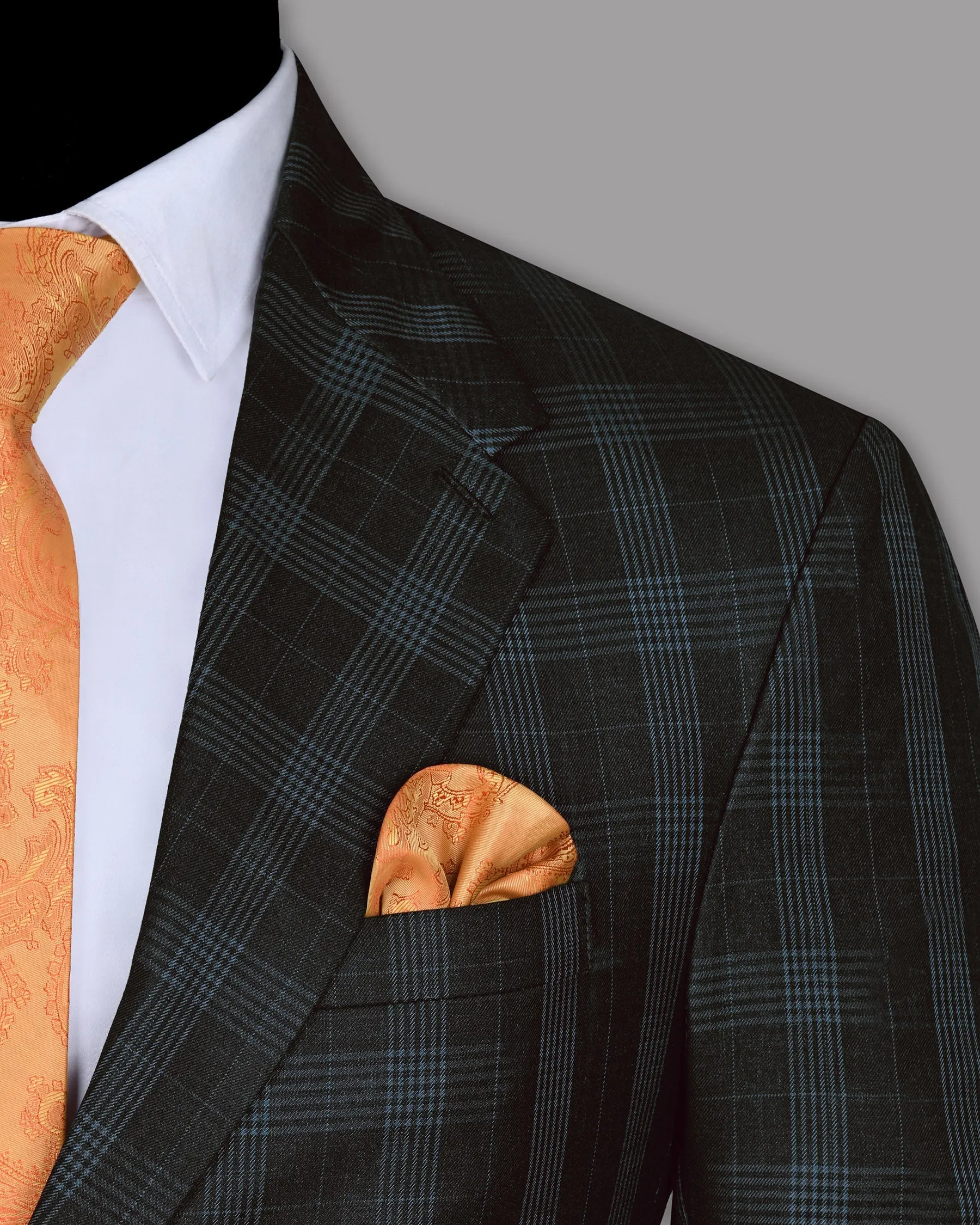 Charcoal Prince of Wales Checked Wool Blend Blazer