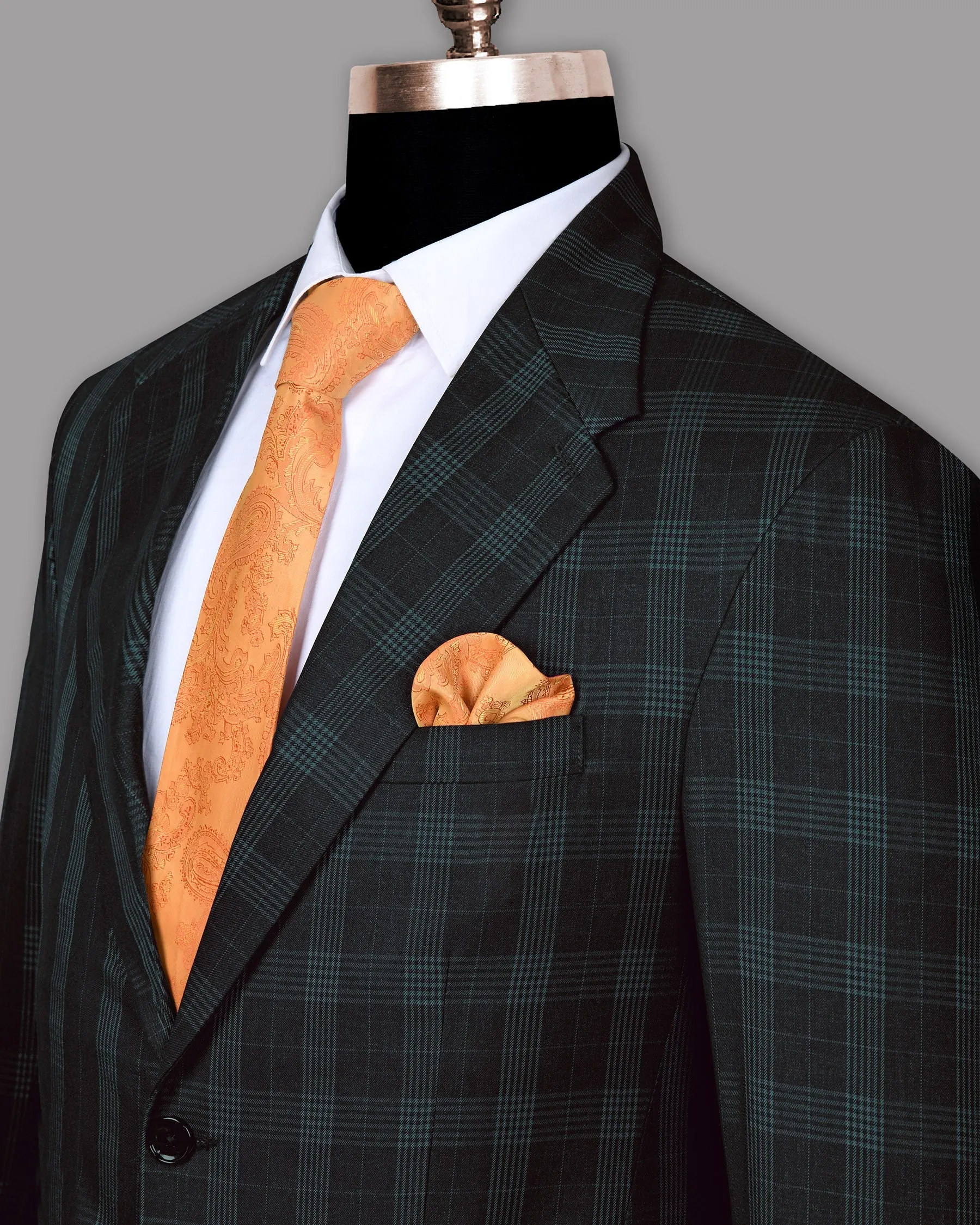 Charcoal Prince of Wales Checked Wool Blend Blazer