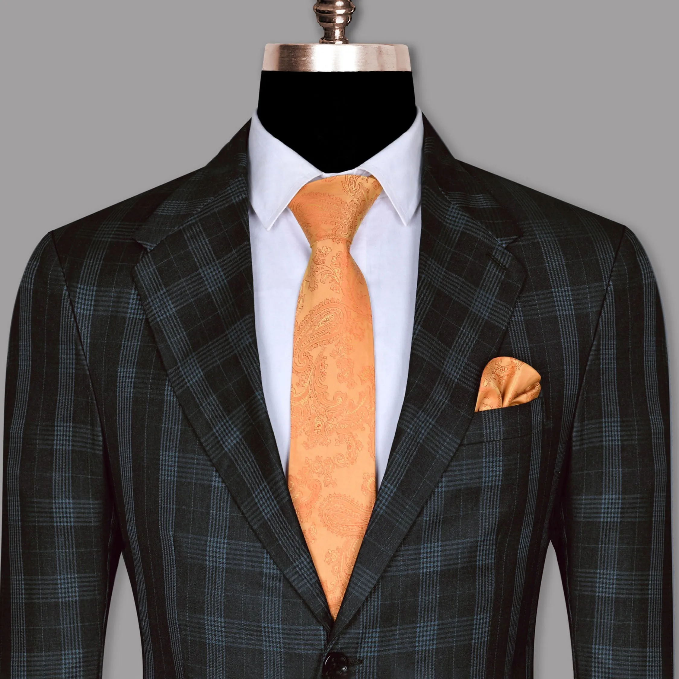 Charcoal Prince of Wales Checked Wool Blend Blazer