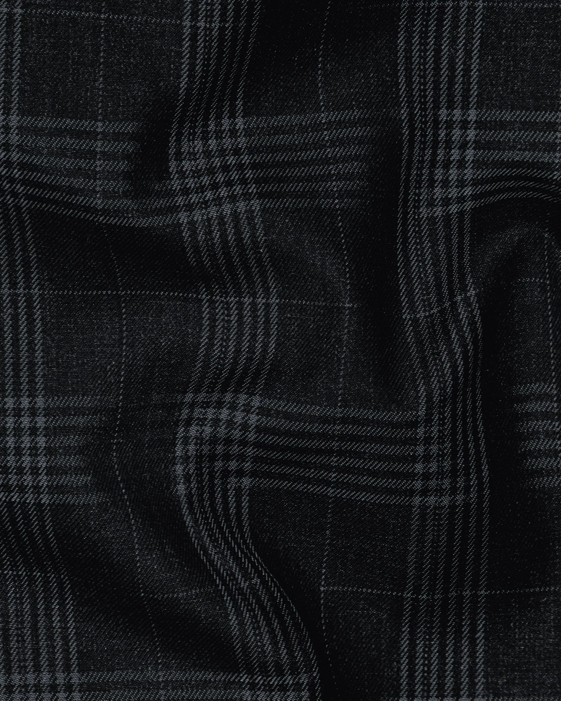 Charcoal Prince of Wales Checked Wool Blend Blazer