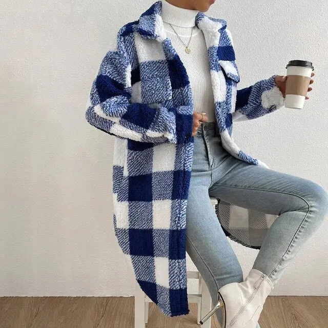 Checked ladies' jacket with polar fleece - Maja