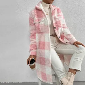 Checked ladies' jacket with polar fleece - Maja
