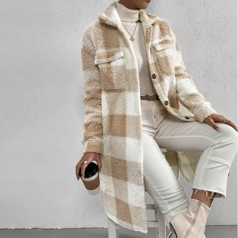 Checked ladies' jacket with polar fleece - Maja