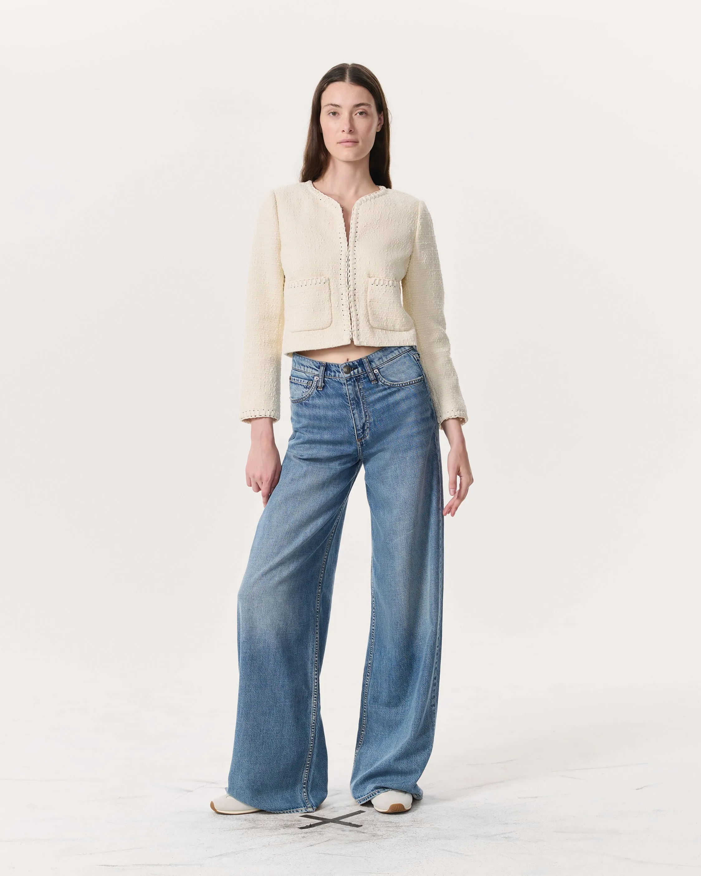 Cheyenne Whipstitch-Trimmed Tweed Lady Jacket