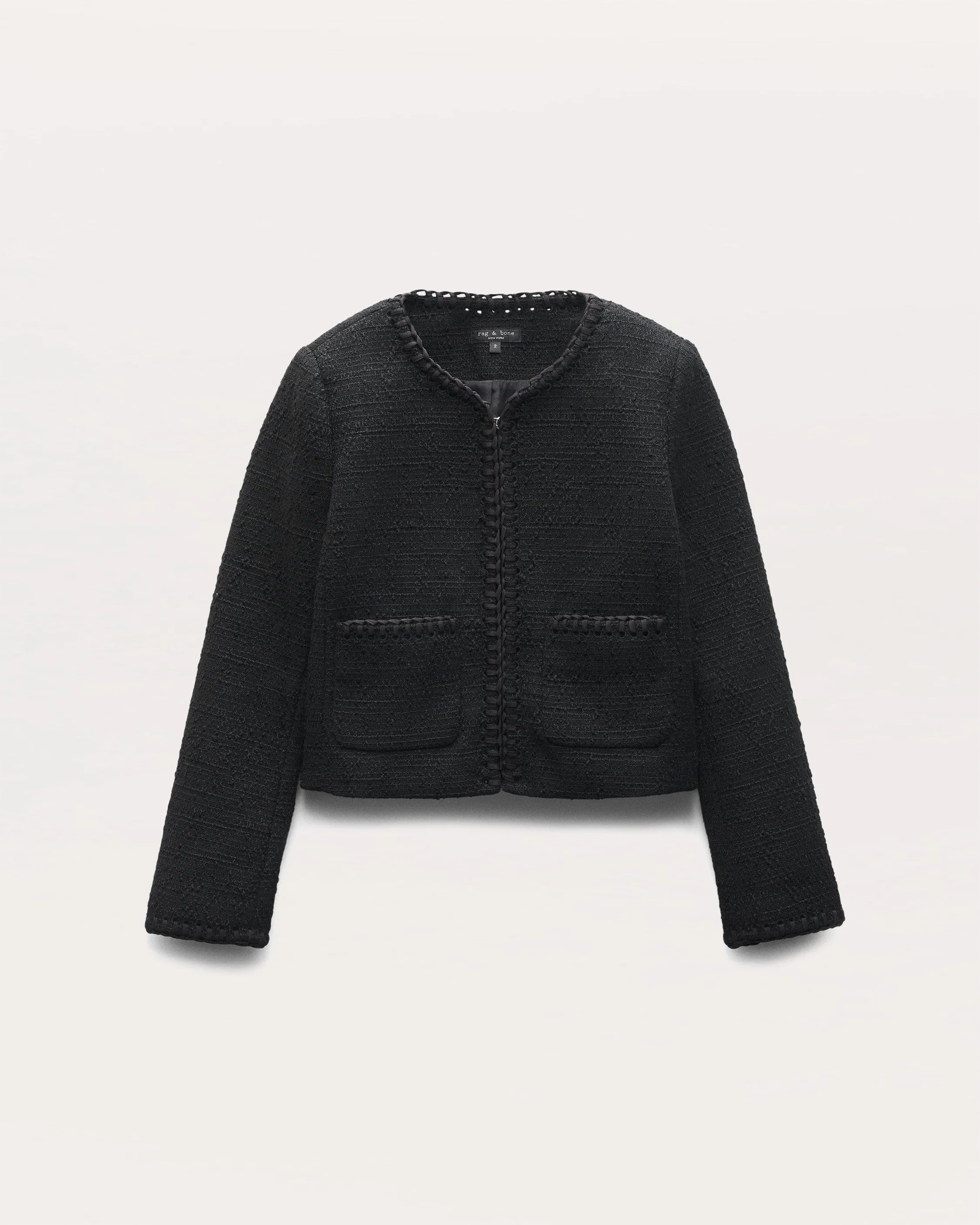 Cheyenne Whipstitch-Trimmed Tweed Lady Jacket