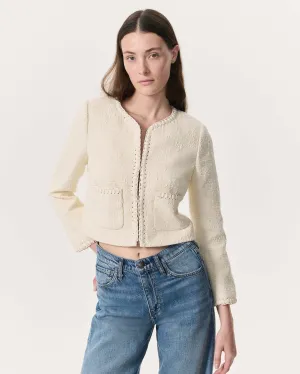 Cheyenne Whipstitch-Trimmed Tweed Lady Jacket