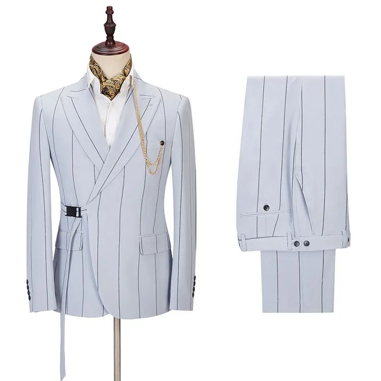 Classy Striped Peaked Lapel Men Suits Online