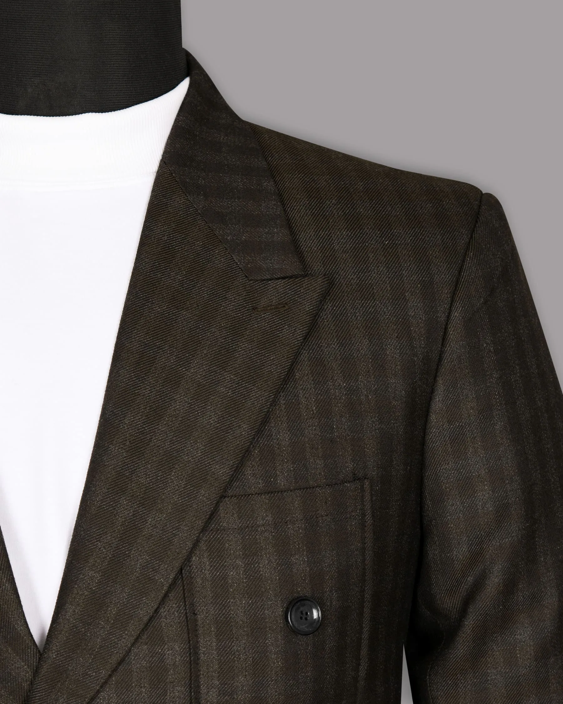 Cocoa Brown Checked Double Breasted Sport Blazer