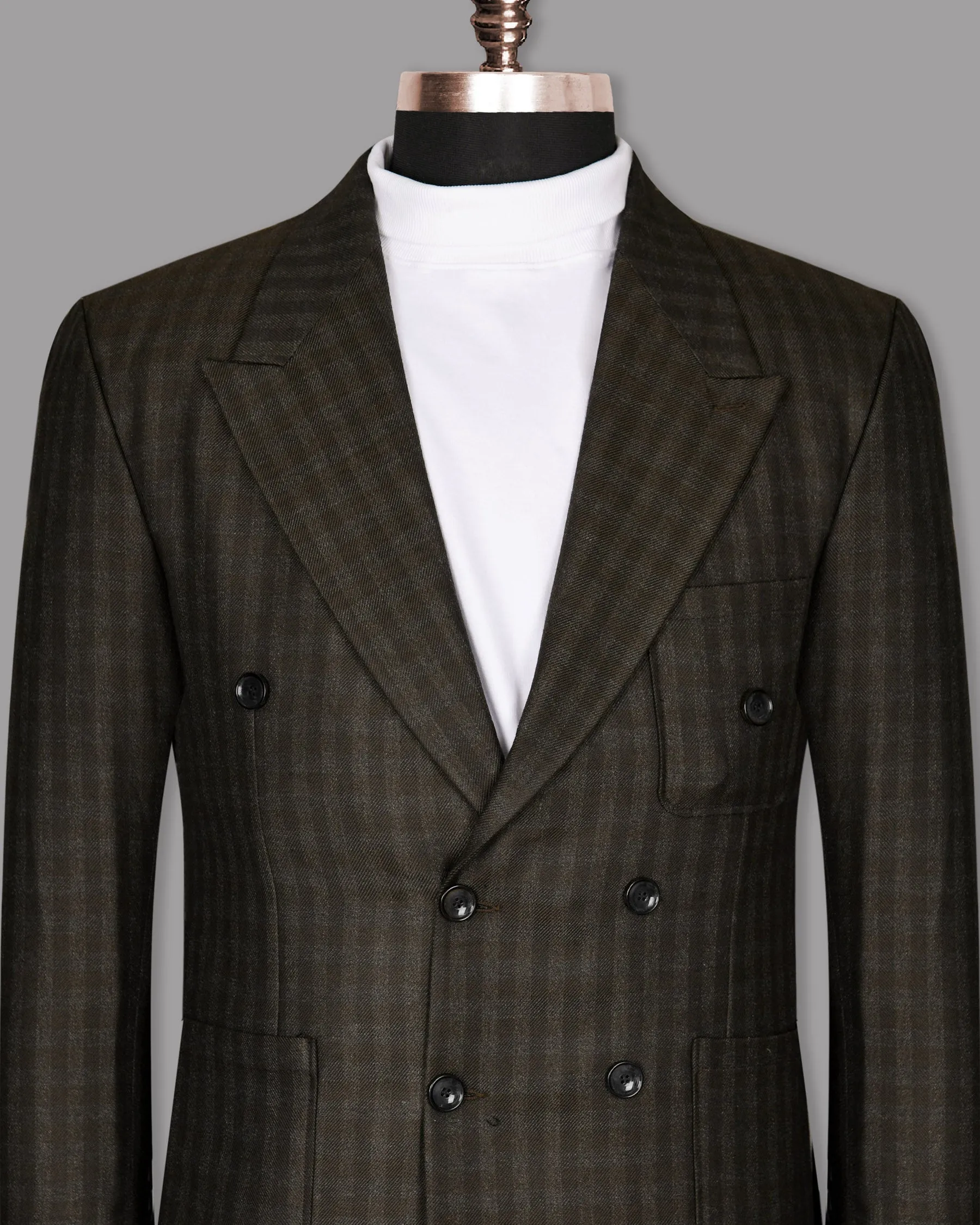 Cocoa Brown Checked Double Breasted Sport Blazer