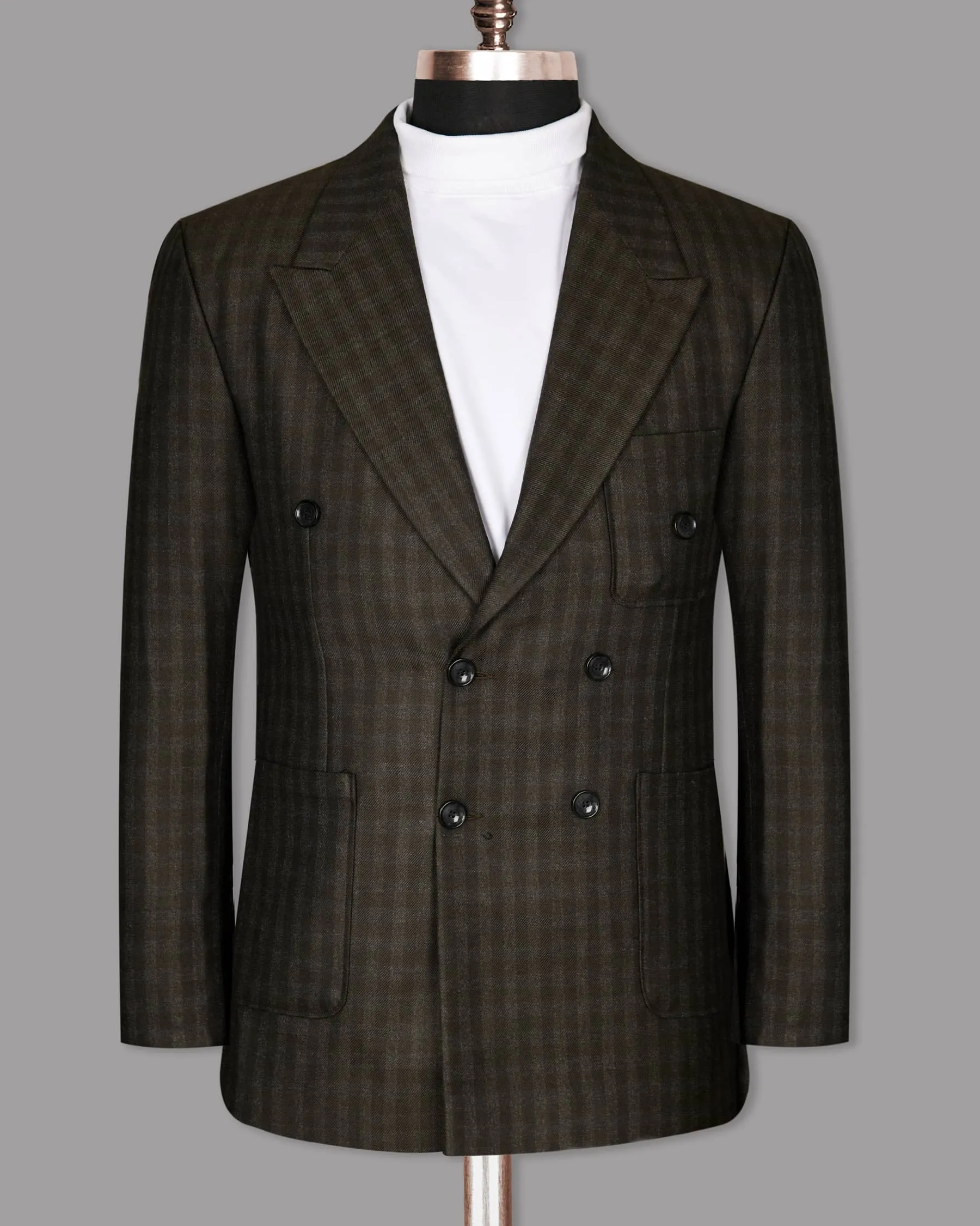 Cocoa Brown Checked Double Breasted Sport Blazer