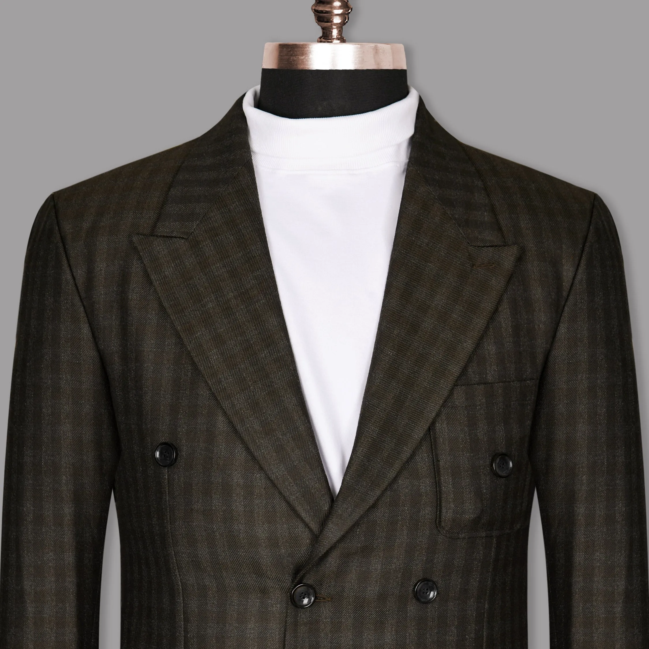 Cocoa Brown Checked Double Breasted Sport Blazer